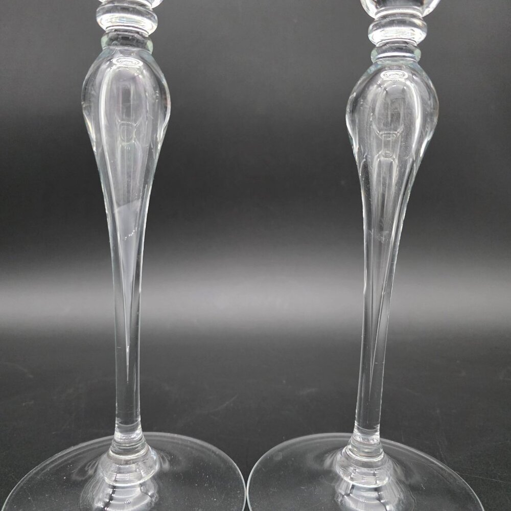 Mikasa Jamestown Clear Glass Candlestick 9.5 Inches Tall Set of 2 - Picture 4 of 9
